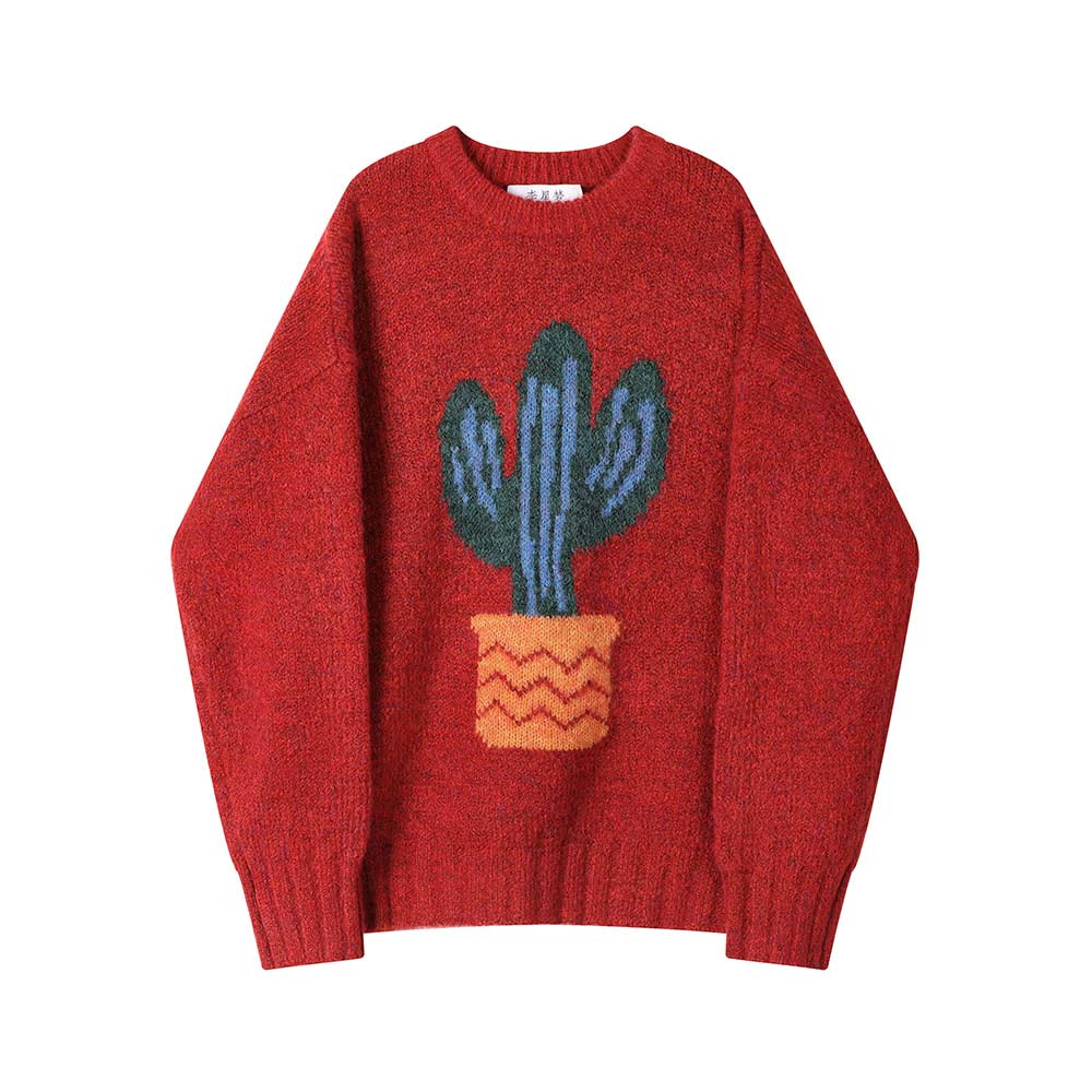 Cactus Print Knitted Sweater