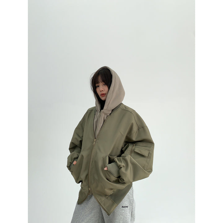 Two-Piece Hooded Bomber Jacket Set