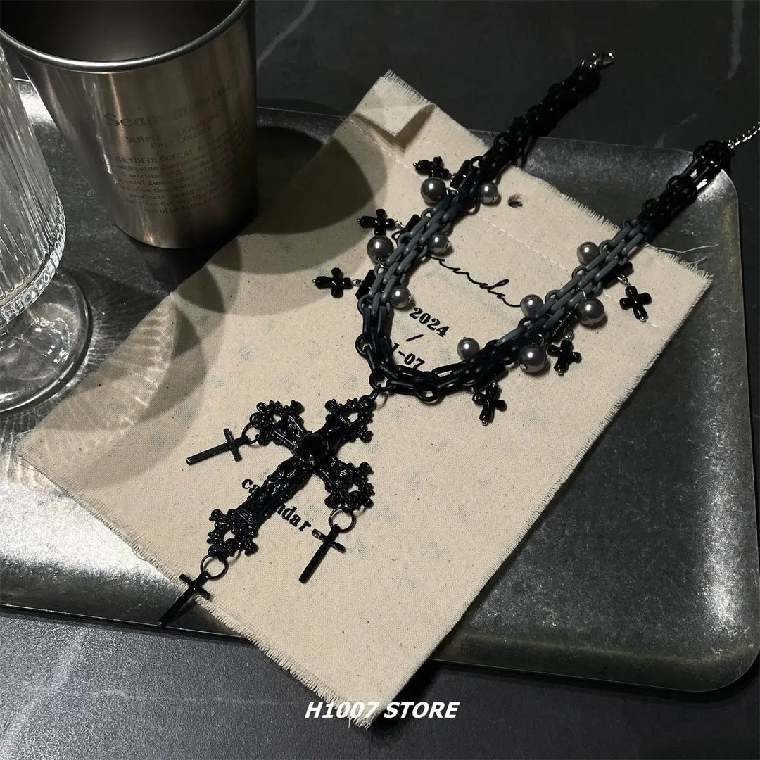 Gothic Cross Chain Clavicle Necklace