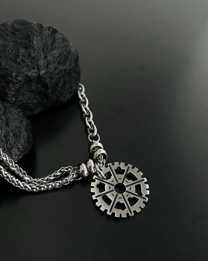 Titanium Steel Gear Pendant Necklace