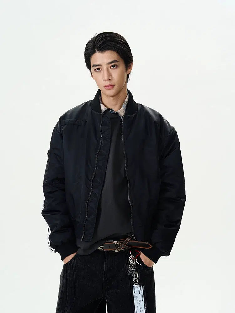 Thick Bomber Pilot Jacket with Cotton Lining-The Korean Fashion