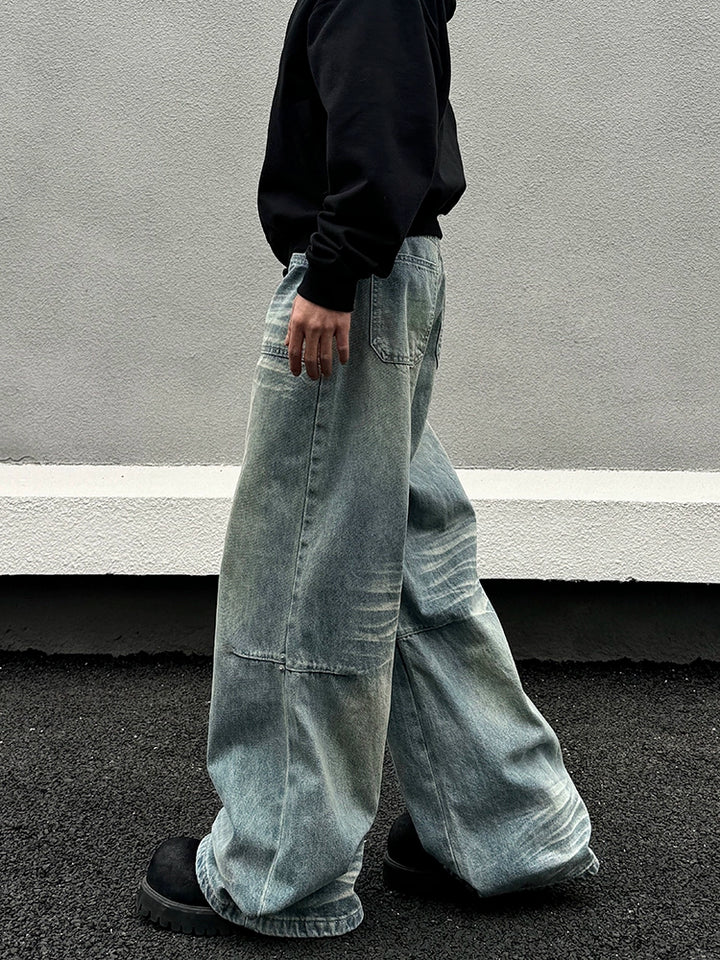 Distressed Wide-Leg Jeans