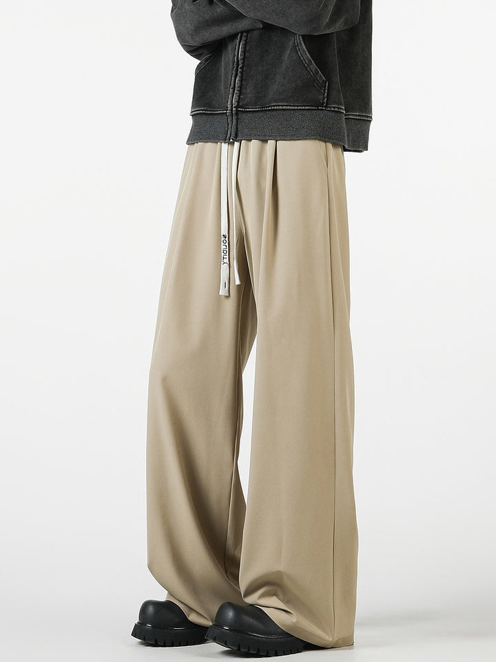 Wide-Leg Drawstring Casual Pants