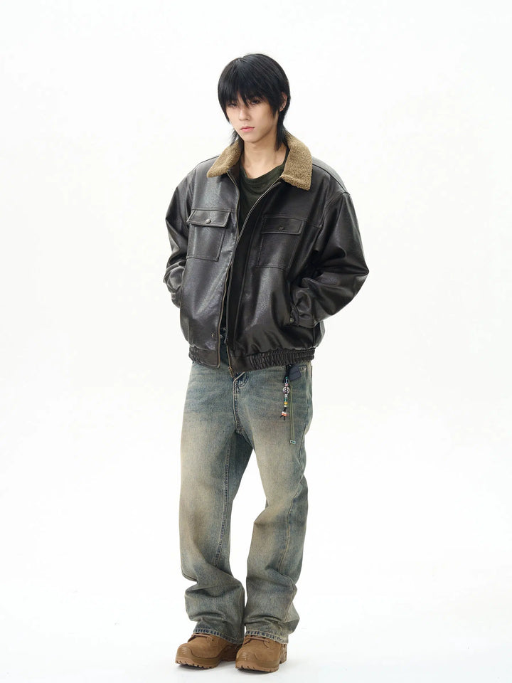 Men's Retro Leather Insulated Jacket Coat-The Korean Fashion