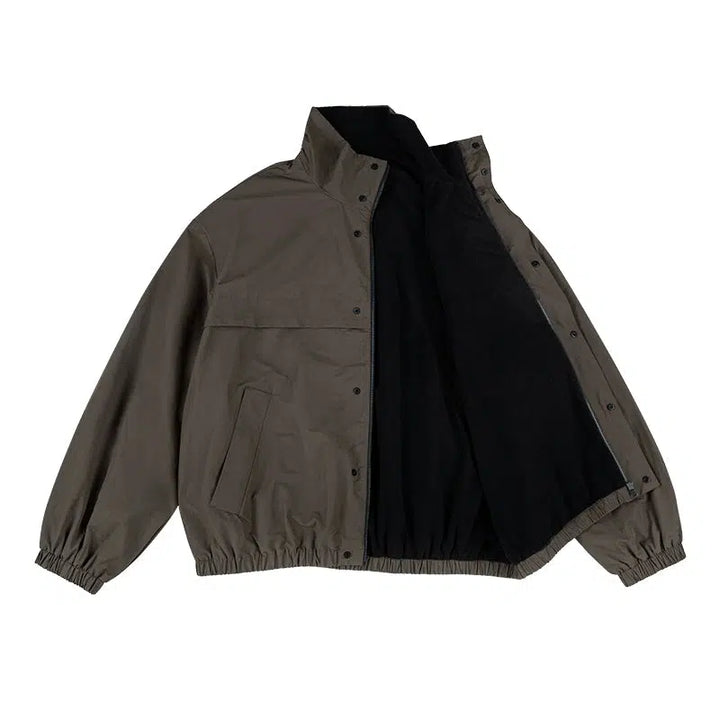 Double-Layer Insulated Jacket with Stand-Up Collar-The Korean Fashion