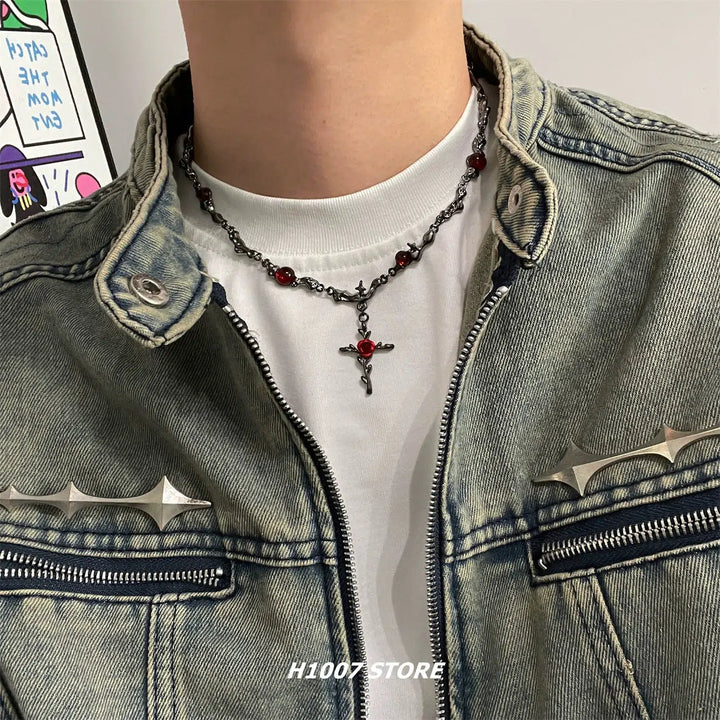 Cross Rose Necklace