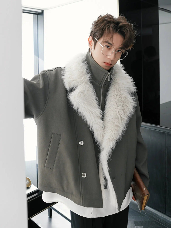 Insulated Fur Collar Two-Piece Jacket-The Korean Fashion