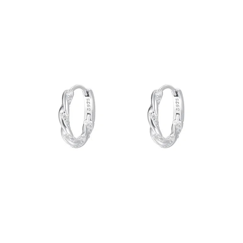 S925 Sterling Silver Twisted Hoop Earrings-The Korean Fashion