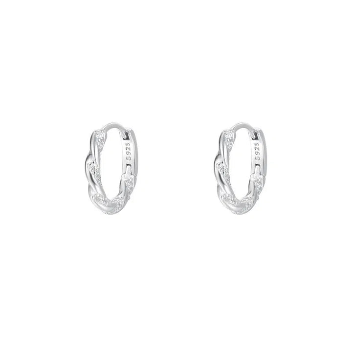 S925 Sterling Silver Twisted Hoop Earrings-The Korean Fashion