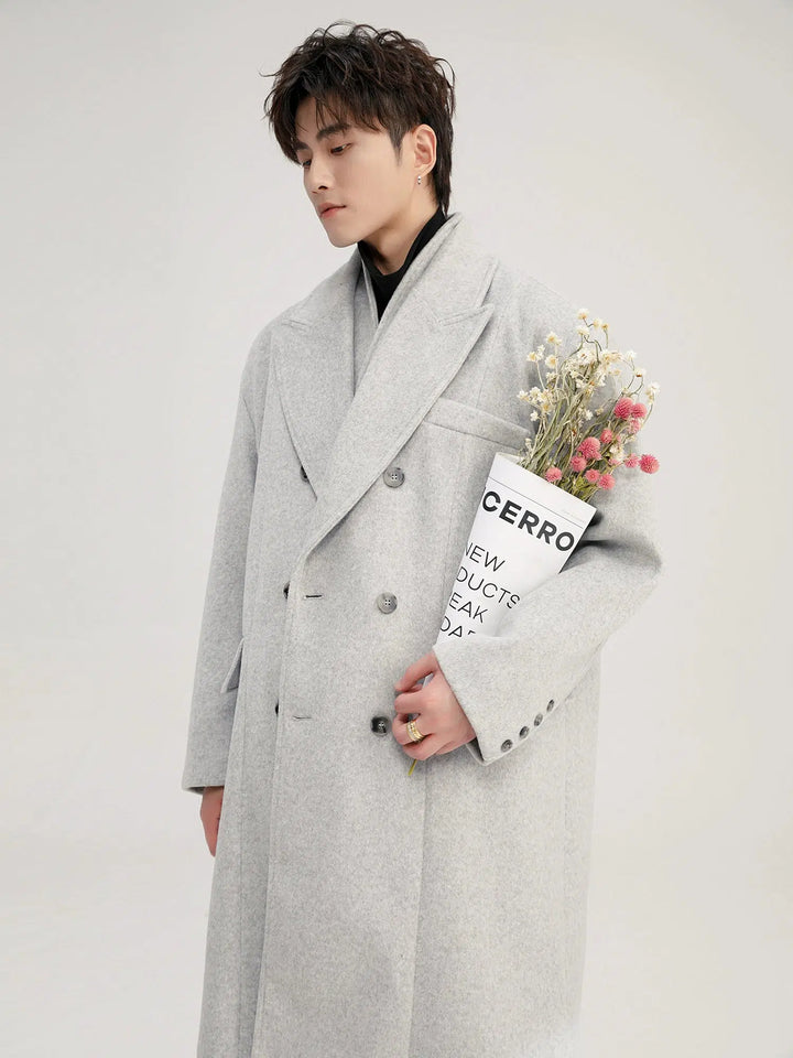 Double-Breasted Wool Coat Two-Piece Set-The Korean Fashion