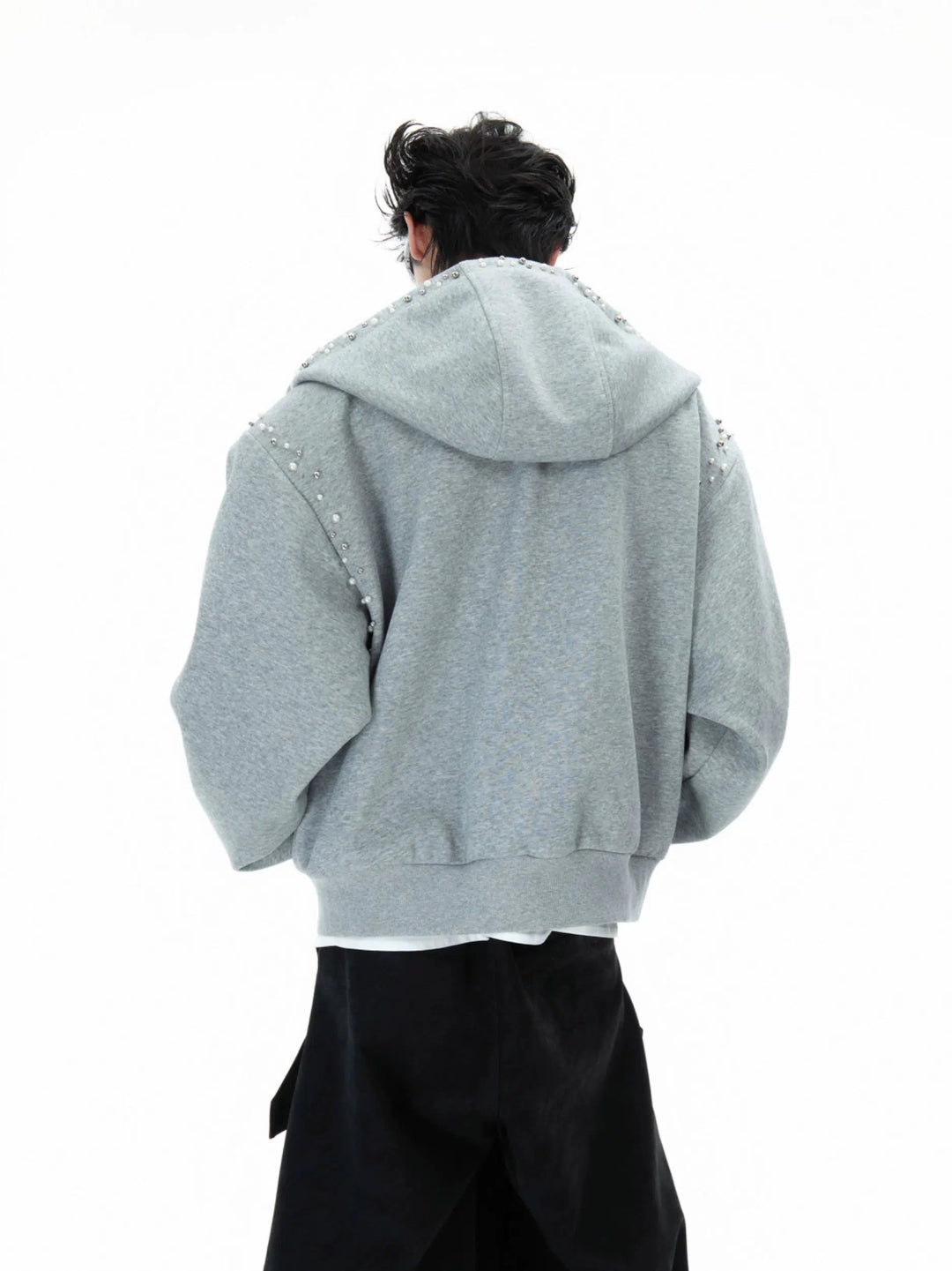 Pearl Trim Hooded Jacket-The Korean Fashion