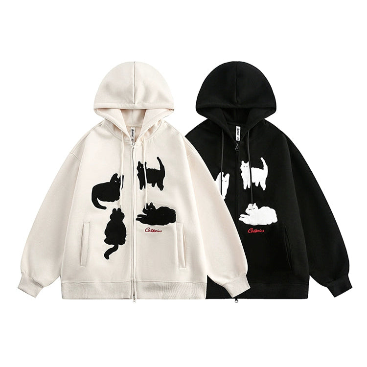 Kitten Zip-Up Hooded Sweatshirt