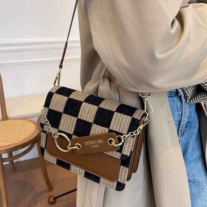 Plaid Checkered Small Messenger Bag