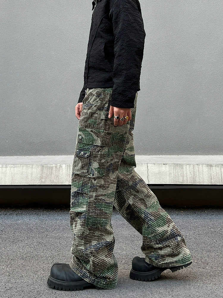 Camouflage Flared Cargo Pants