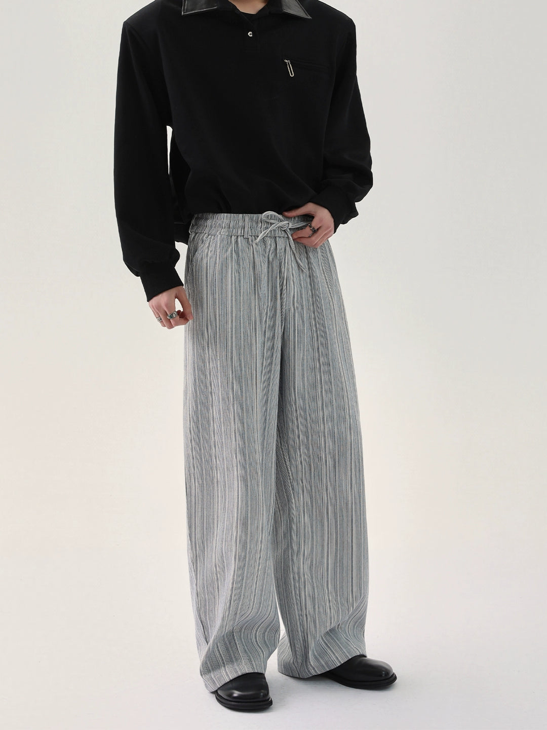 Elastic Drawstring Floor-Length Pants