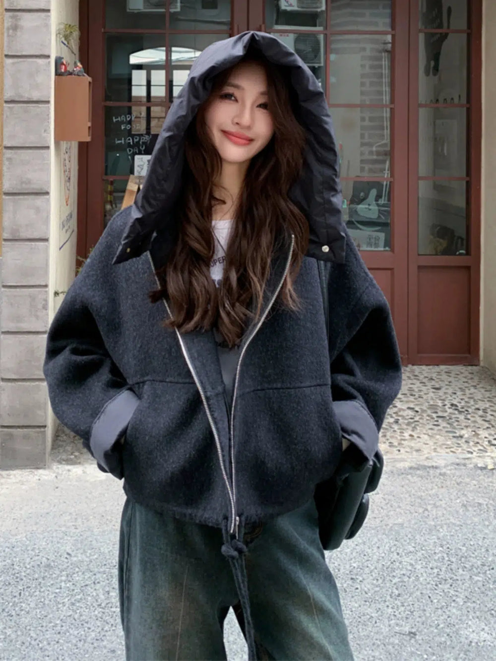 Hooded Cashmere Wool Coat – High-End Casual Autumn/Winter 2024-The Korean Fashion