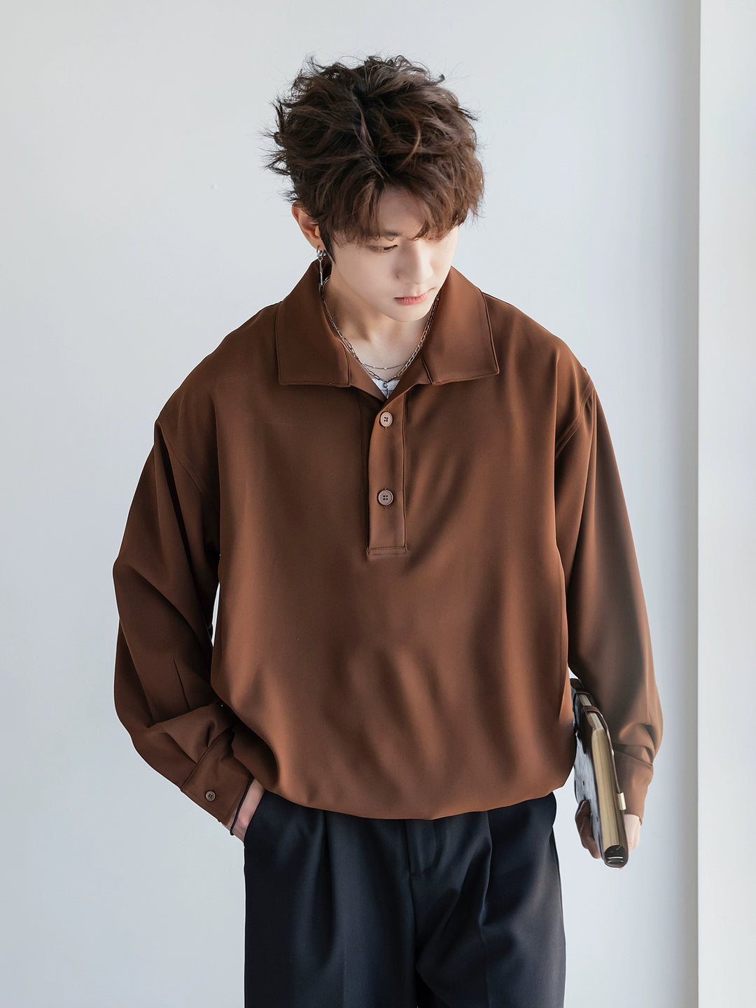 Lapel Long-Sleeve Casual Shirt