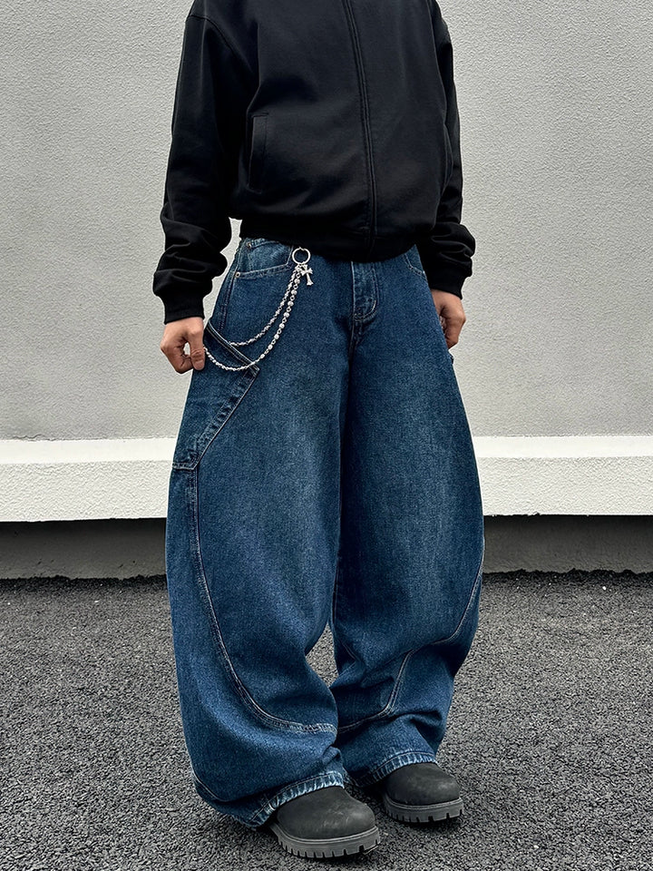 Vintage Weite Baggy-Jeans mit Taschen 