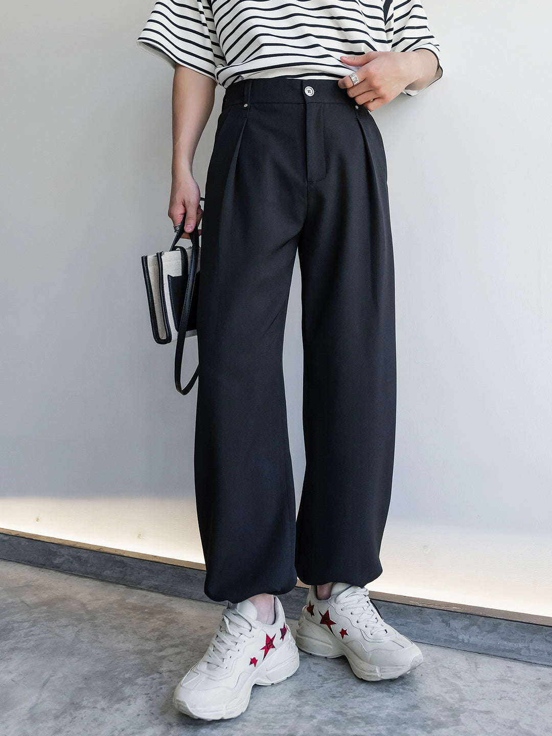 Wide-Leg Drawstring Pants