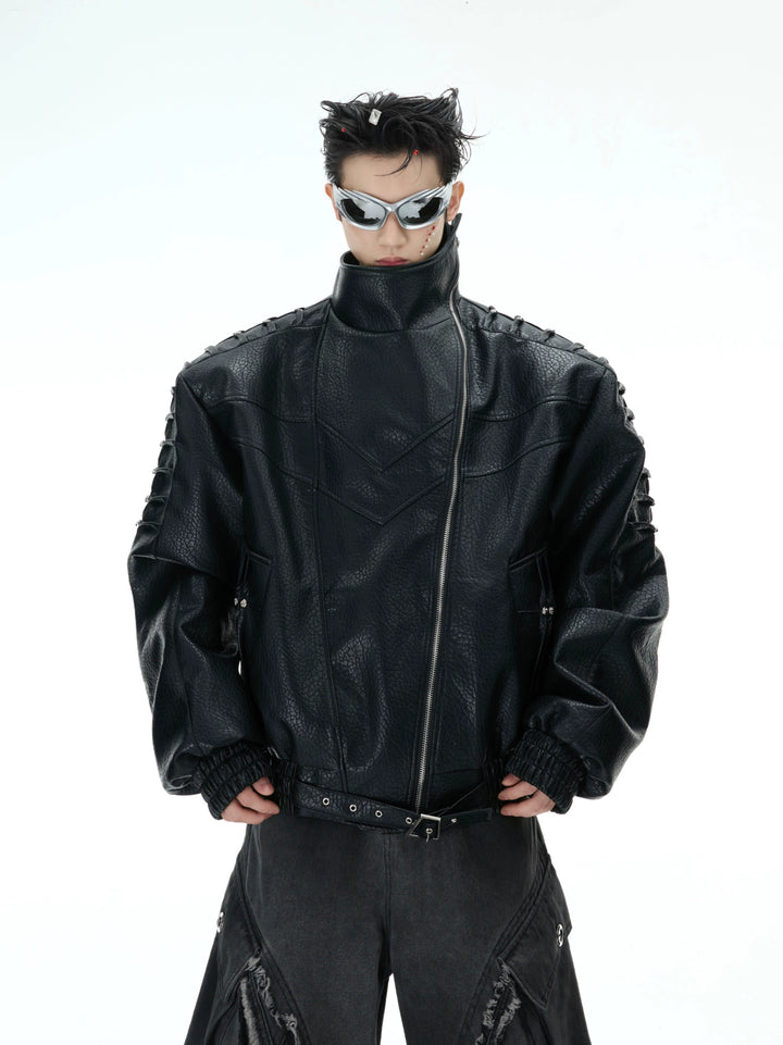 Rivet Leather Deconstructed Jacket