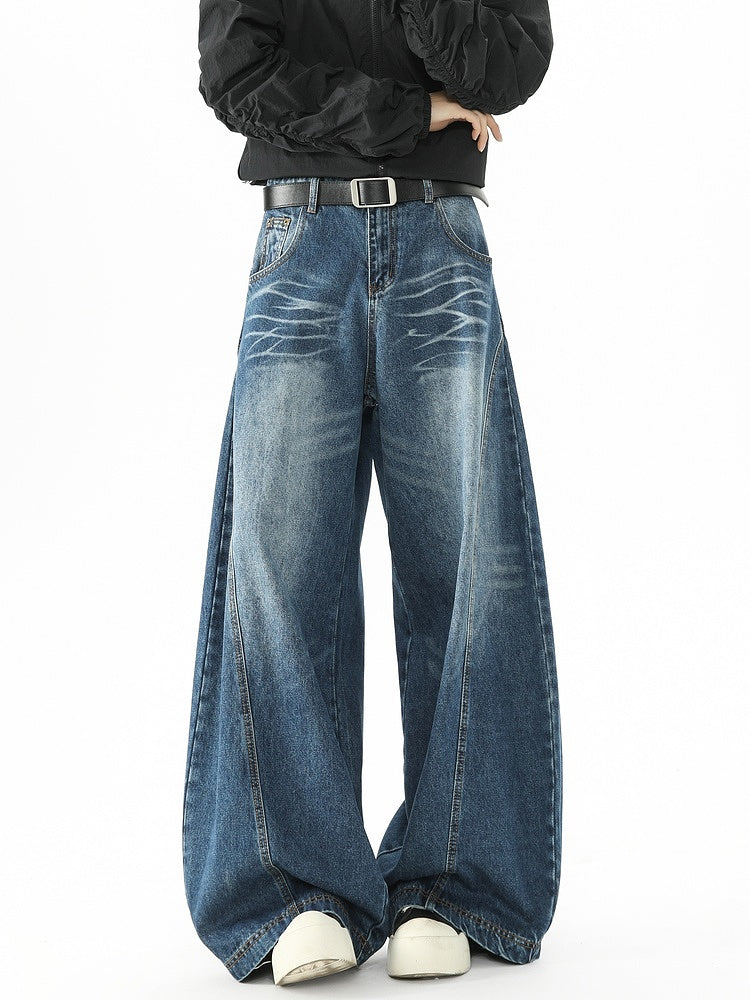 Wide-Leg Deconstructed Jeans