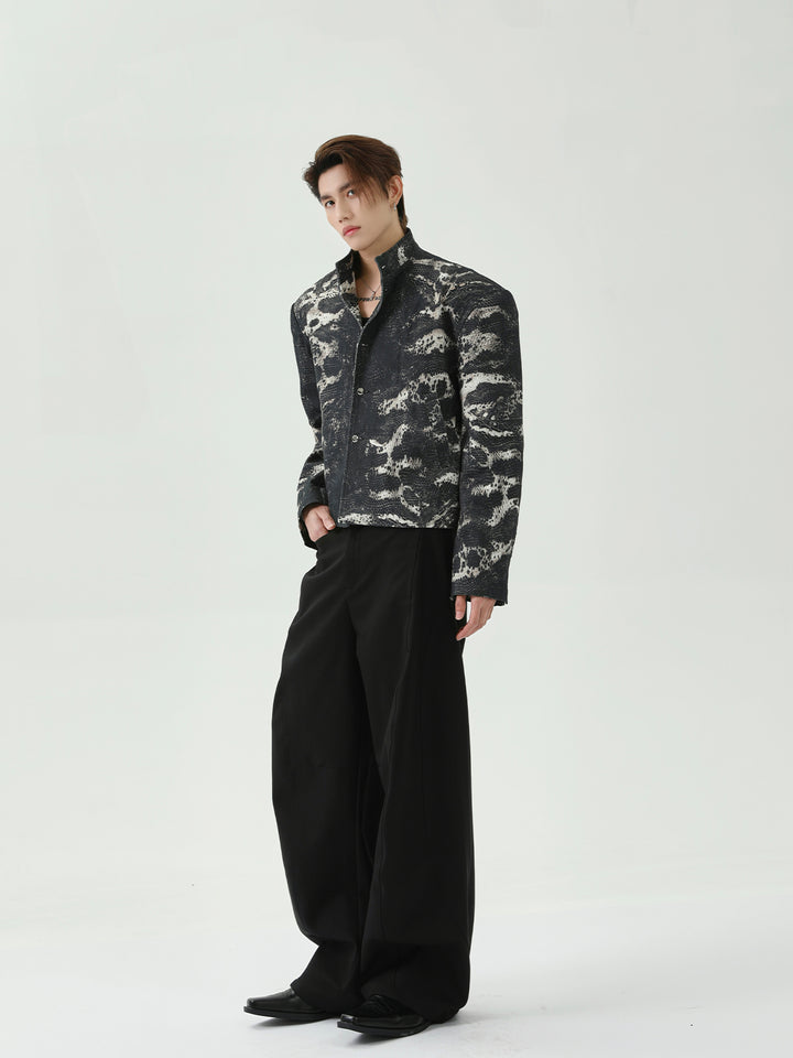 Snake Pattern Stand-Up Collar Jacket