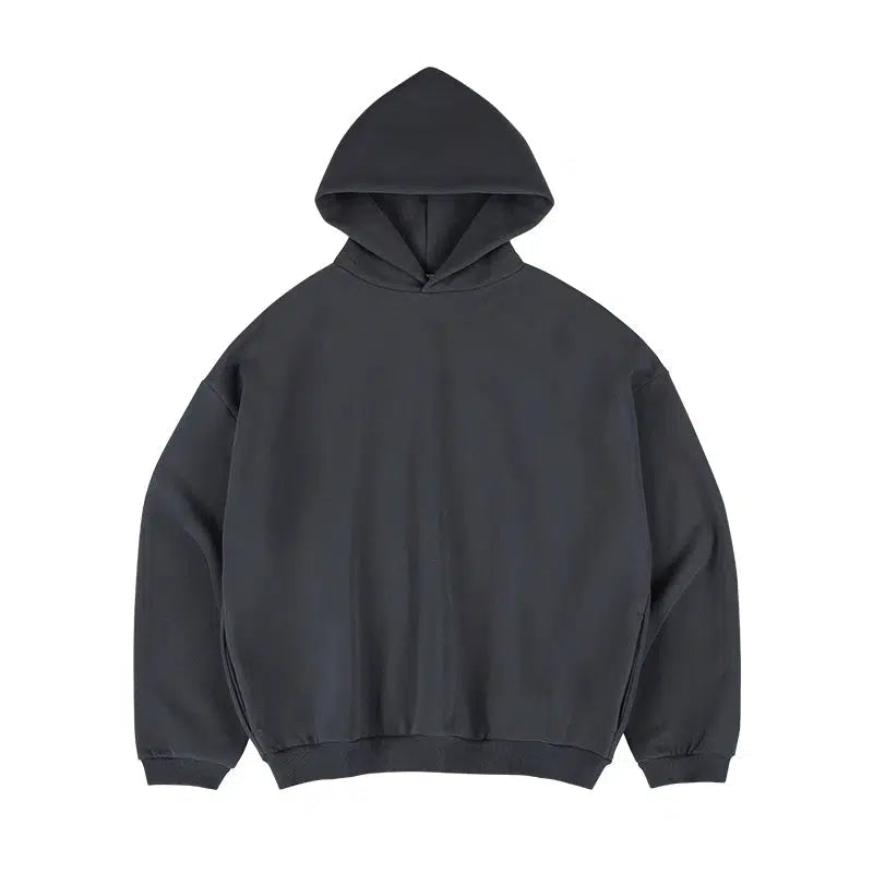 Heavyweight Plus Velvet Drop Shoulder Hoodie Pullover-The Korean Fashion