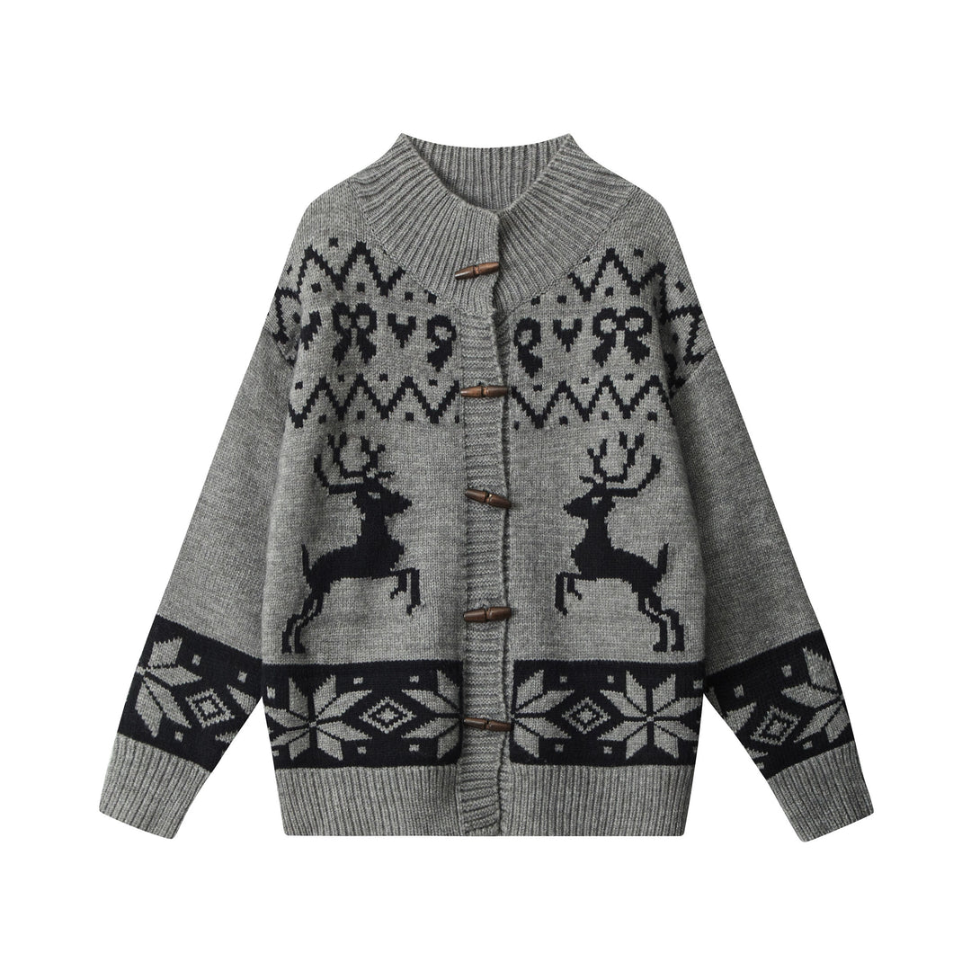 Horn Button Knit Cardigan Sweater Coat