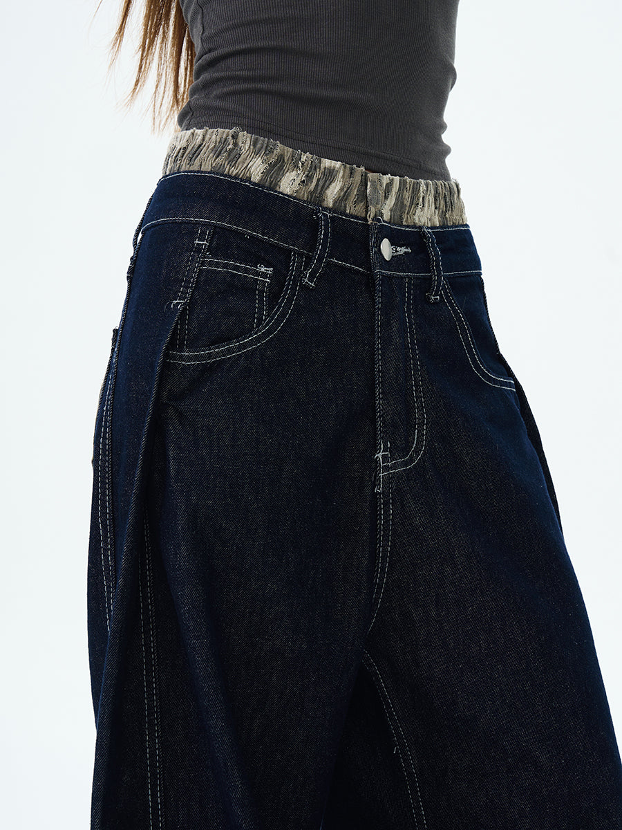 Double Waist Straight-leg Jeans