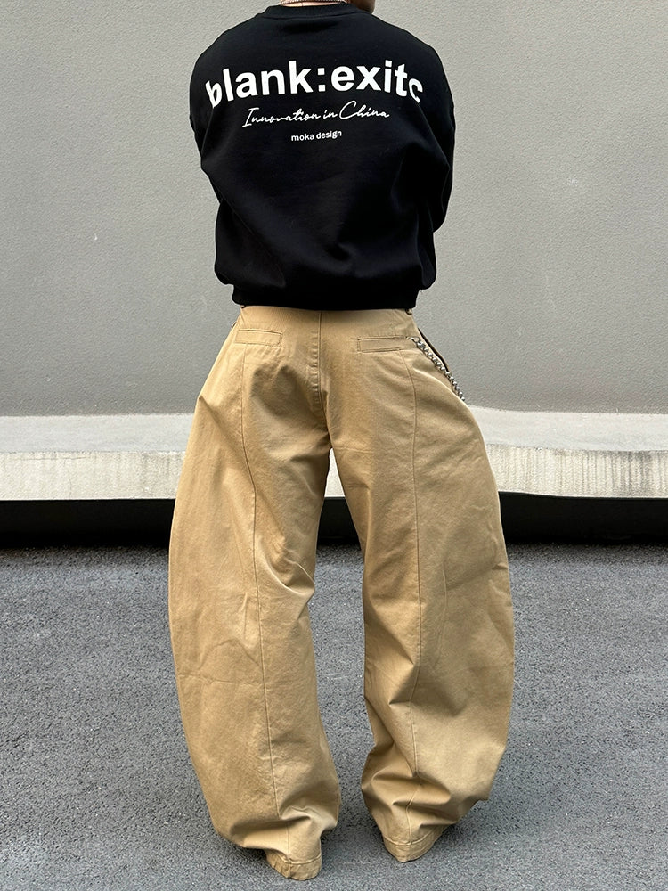 Baggy Wide-Leg Buttoned Pants