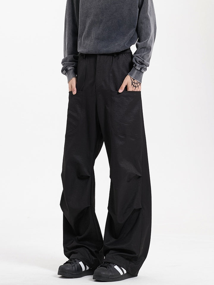 Pleated Wide-Leg Casual Pants