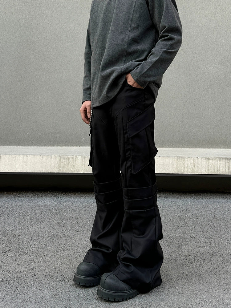 Straight-Leg Pleated Cargo Pants