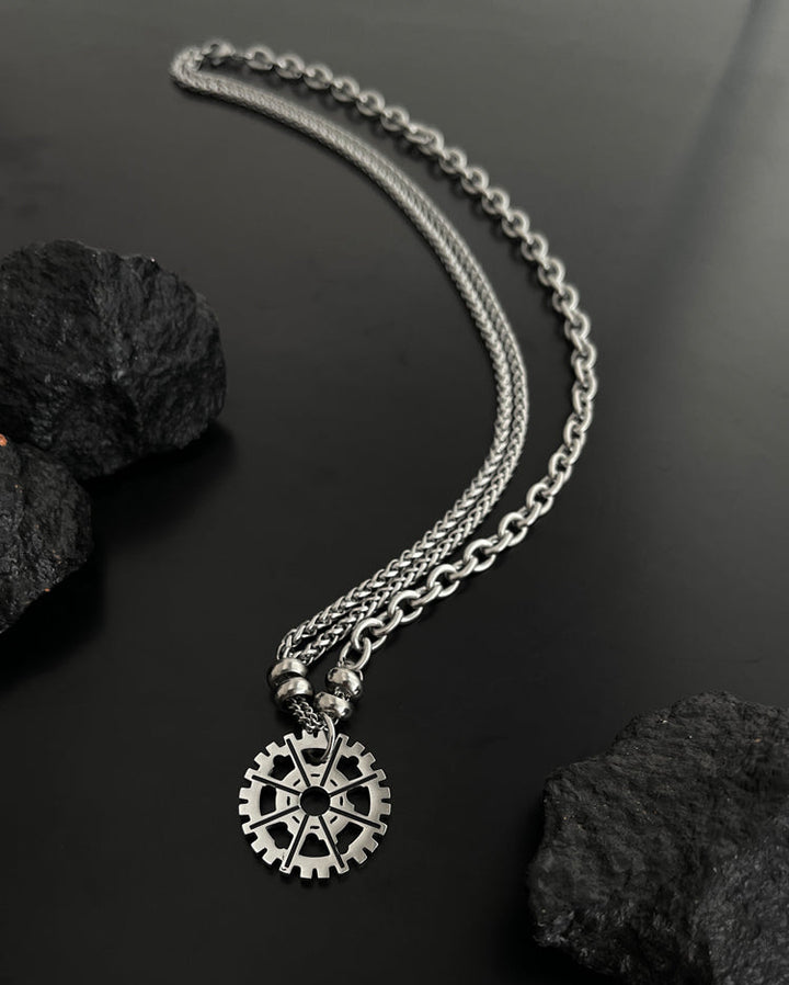 Titanium Steel Gear Pendant Necklace