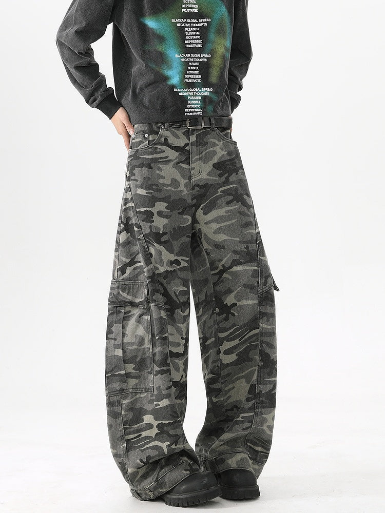 Camouflage Multi-Pocket Wide-Leg Pants