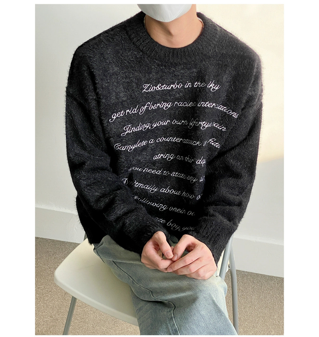 Lettered Mohair Knit Sweater