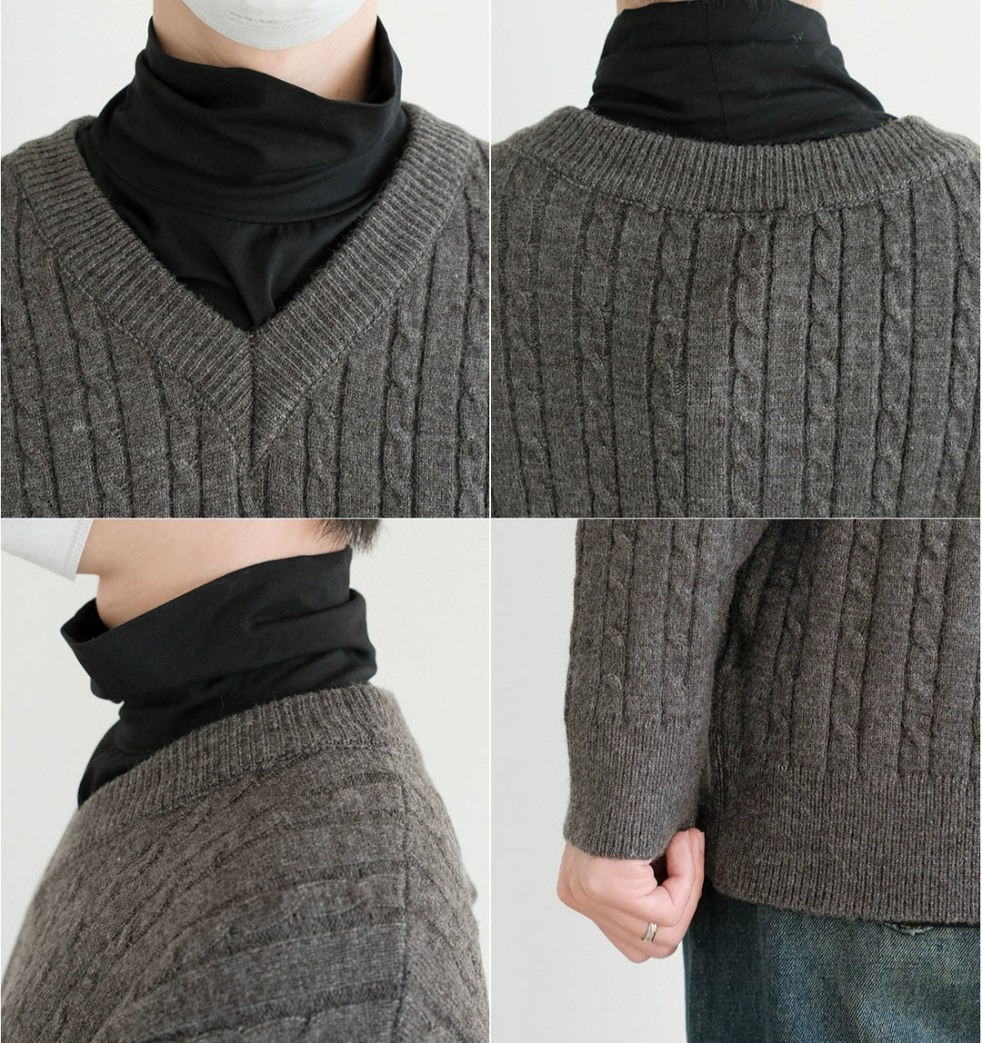 V-Ausschnitt Gedrehter Strickpullover 