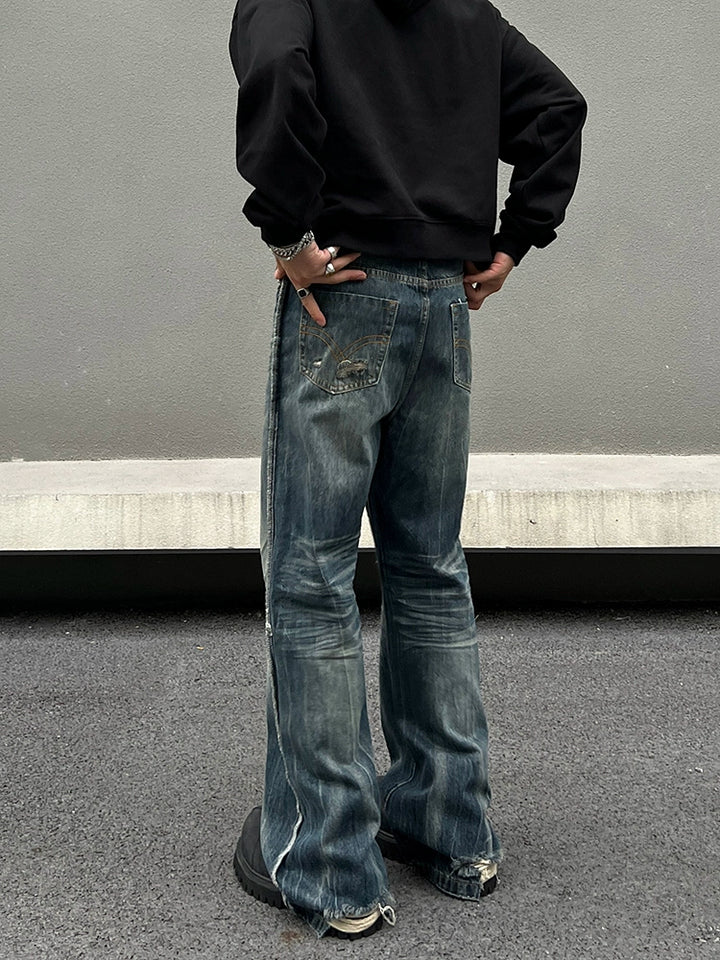 Slim Fit Denim Flared Trousers