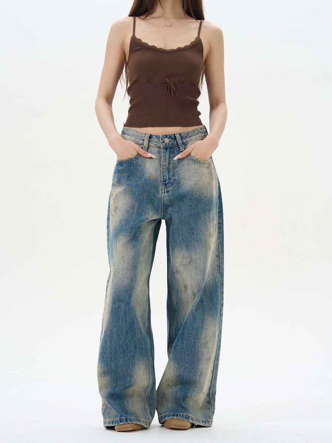 Loose-fit Ink-Splashed Jeans