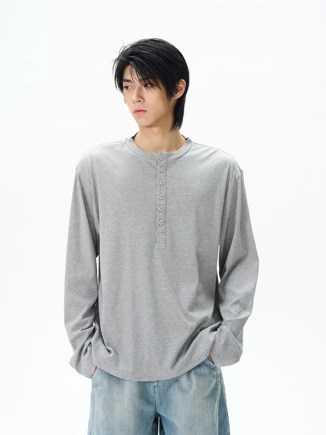 Henry Collar Long-Sleeve Pullover