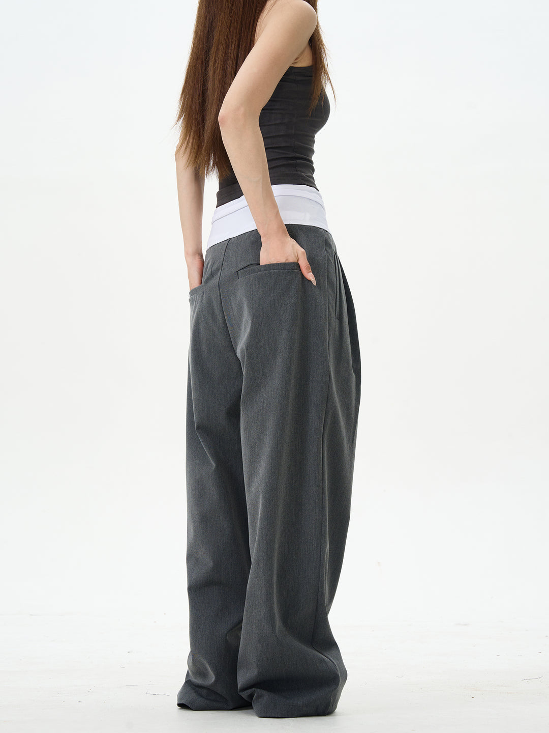 Wide-Leg Double Waist Pants