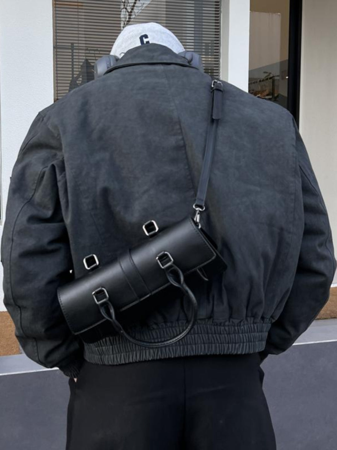 Black Leather Baguette Bag