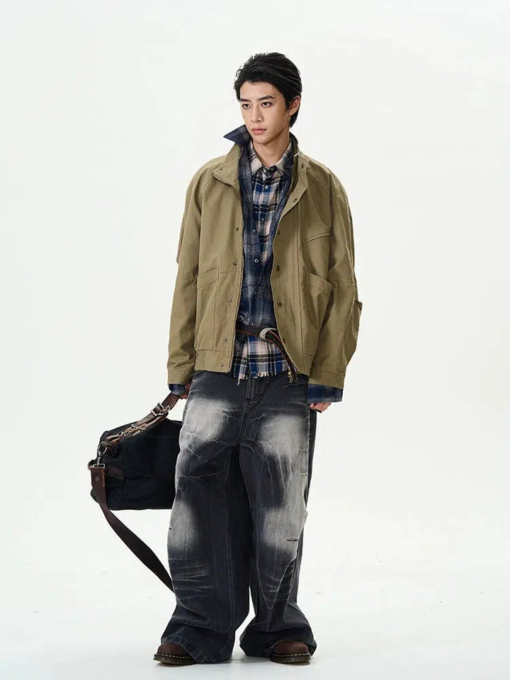 Winter Workwear Stand Collar Jacket-The Korean Fashion