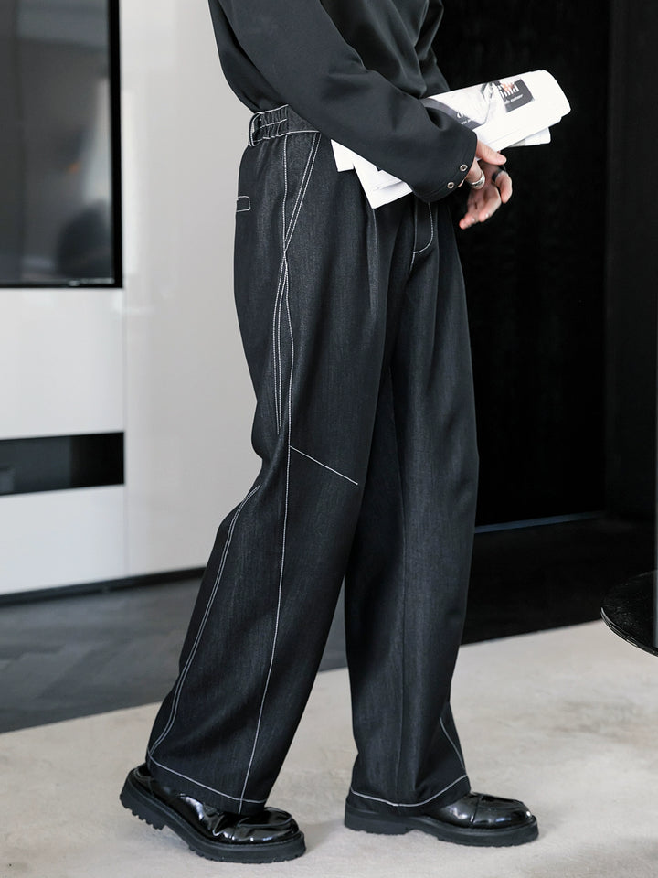 Straight Fit Ice Silk Casual Pants