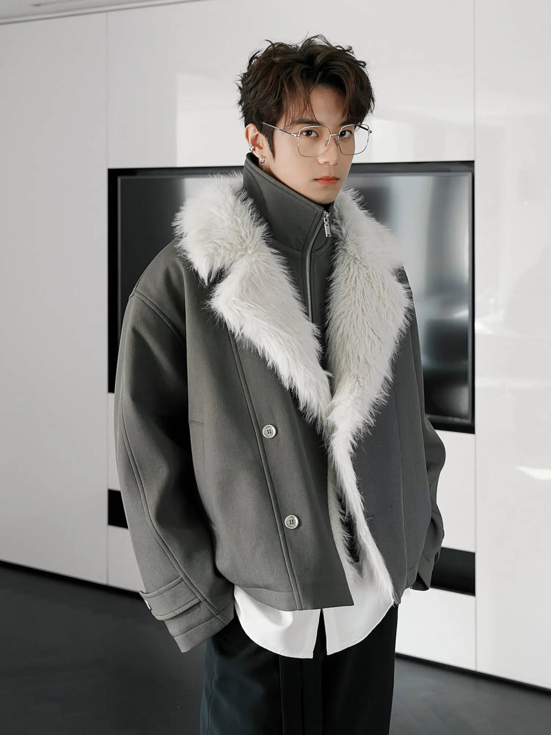 Insulated Fur Collar Two-Piece Jacket-The Korean Fashion