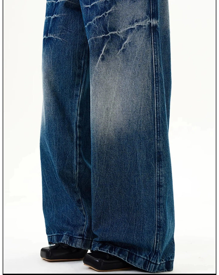 Lightning Pattern Wide-Leg Jeans