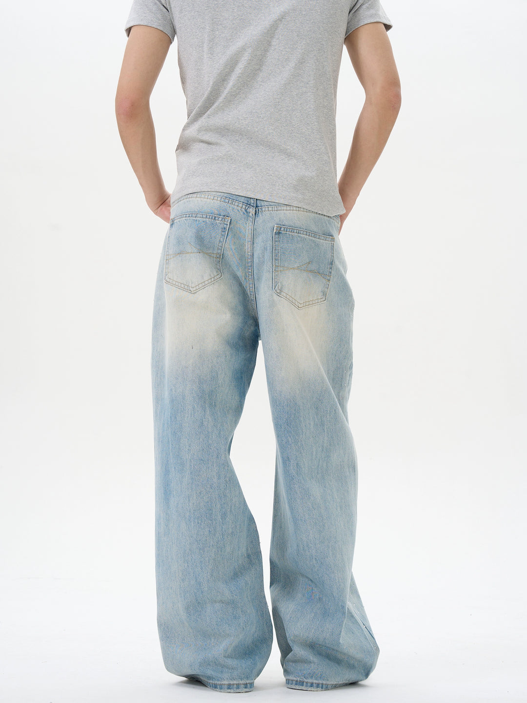 Light Blue Relaxed Fit Straight Jeans