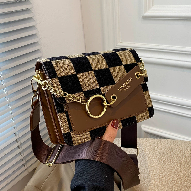 Plaid Checkered Small Messenger Bag