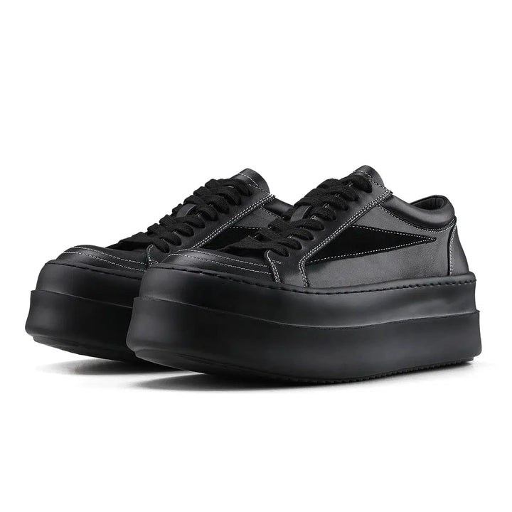 Leather Platform Casual Sneakers-The Korean Fashion