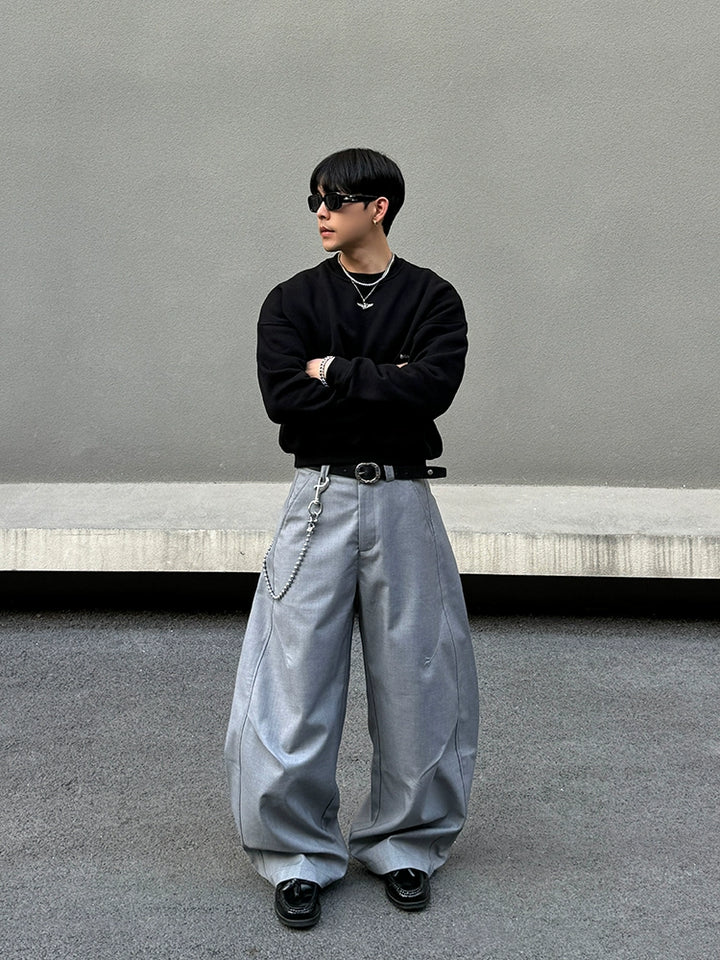 Gray Baggy Casual Pants