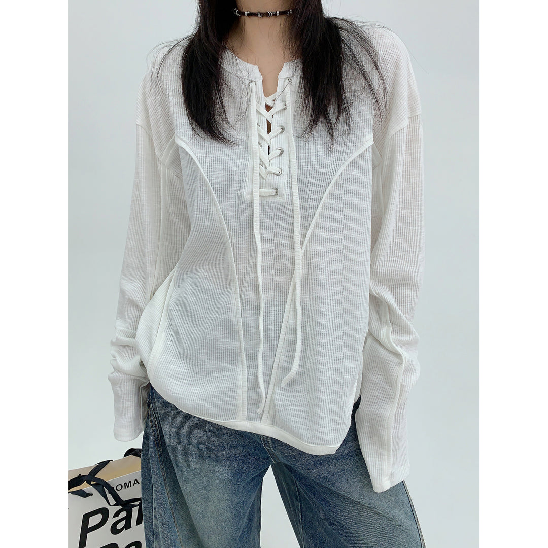 Tie-Front Long Sleeve Top